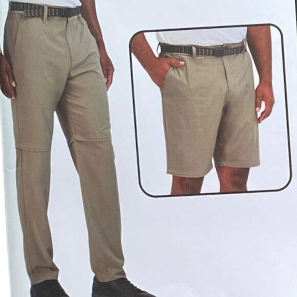 Gerry Convertible Pant Mens 40x34 Tan New Relaxed Fit Stretch Hiking Zip Off